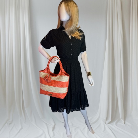 Brahmin EUC Atelier Straw Croc Embossed Leather Tote - Picture 12 of 12